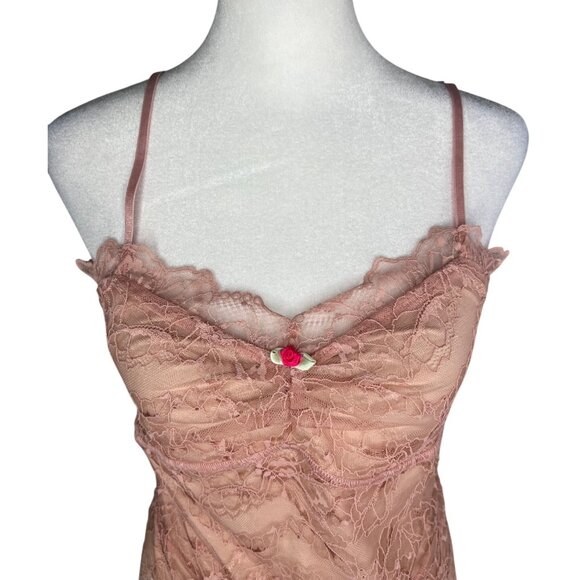 Free People Pink Lacey Essential Cami Adjustable Straps Floral Lace Trim Medium - Picture 9 of 11